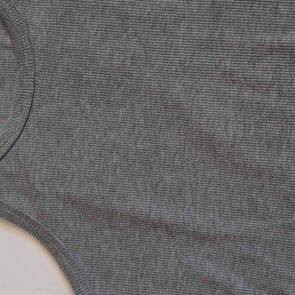 Gray Ribbed Women's Crop Tank Top - Picture 3 of 5